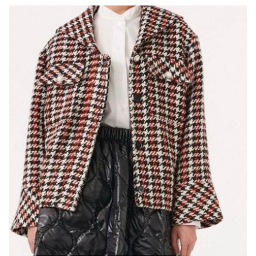 Baum und Pferdgarten Hampden Houndstooth Shacket -‎ Red/Black/Cream - Size 36